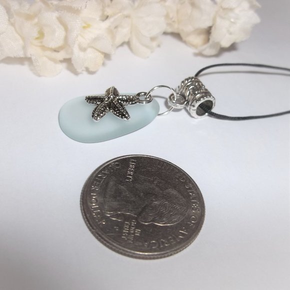 Turquoise Blue and Silver Starfish Necklace Beach Ocean Vacation Jewelry 7063 - Picture 3 of 10
